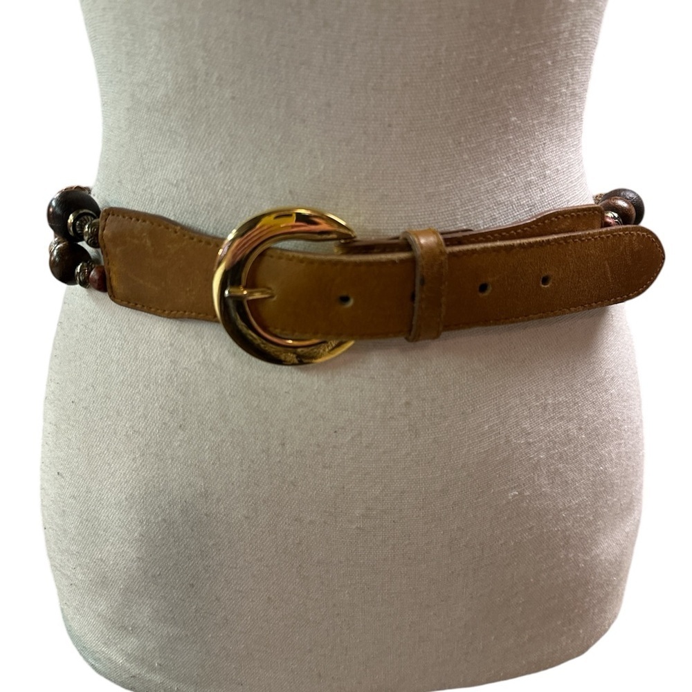 New York Studio Genuine Belt Different Beading In Between Leather At Ends M